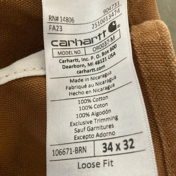 Carhartt Men’s Double Front Bibs 34x32 - Picture 9 of 9